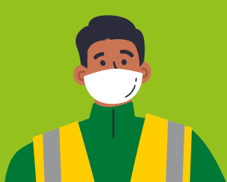Refuse collector in a face mask