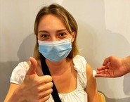 Young woman having her Covid-19 vaccination in Islington