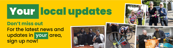 Local email updates sign up banner with green headers