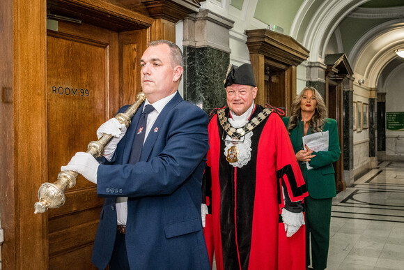 Mayor of Islington Cllr Gary Heather about to be sworn in as Myor at Islington Town Hall