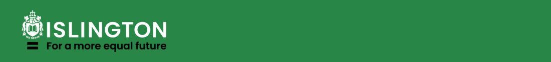 Green background Islington logo
