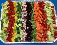 A platter of cut up, colourful vegetables