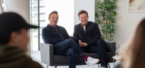 Ant and Dec sitting on chairs talking