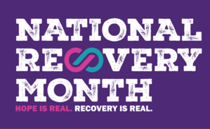 Graphic of text saying national recovery month