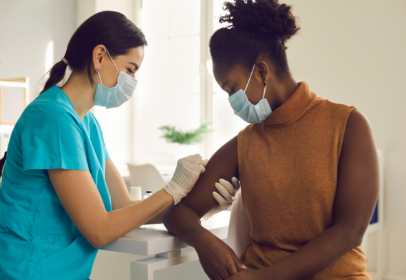 A person getting vaccinated