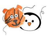 Tiger and penguin masks made from paper plates