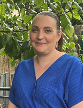 A woman looking at the camera