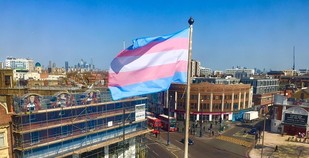 Trans flag on Lambeth Town Hall