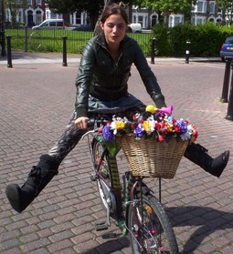 lady having fun on bicycle