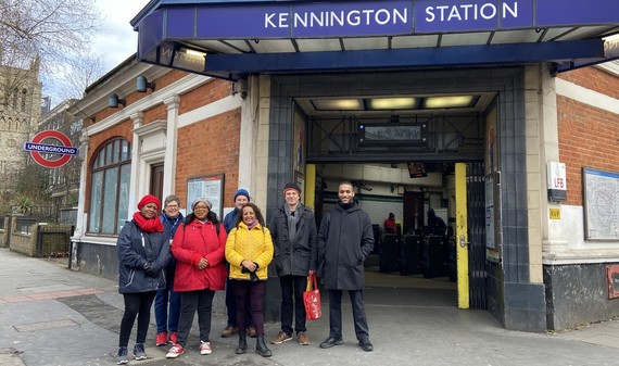 Walkers outside of Kennington Tube station