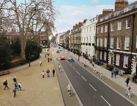 Rendition of the future look of two way traffic on Gower Street