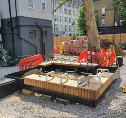 Planters being installed in Whitfield Gardens