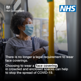 Choosing to wear a face covering in crowded and enclosed spaces can help stop the spread of COVID-19 