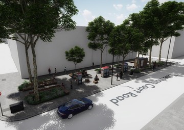Visualisation of the area with planting and seating