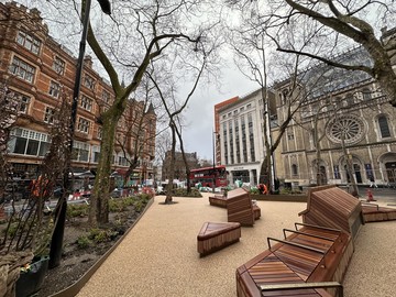 Princes Circus completed area with seats and planting