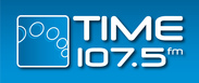 Time FM logo white on blue