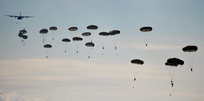 Parachutes descending