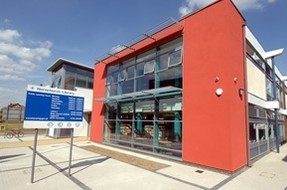 Hornchurch Library in sunshine