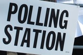 Polling station sign