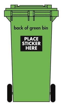 Green bin with sticker visual