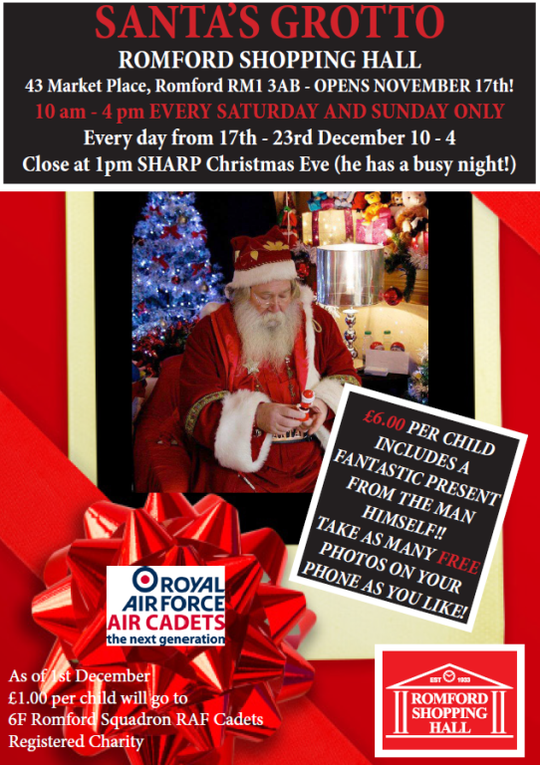 Romford Shopping Hall Nov 2018 grotto advert