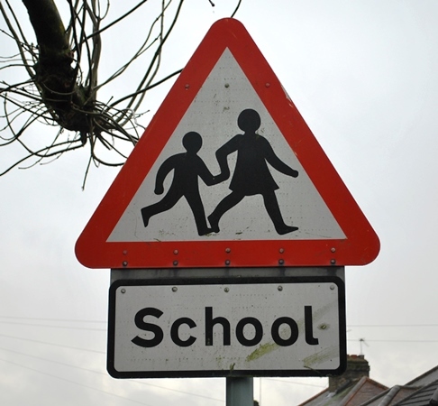 School warning triangle sign