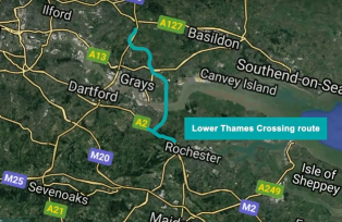 Lower Thames crossing route map