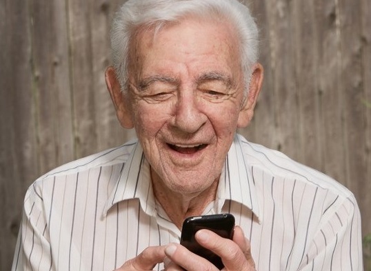 Old man on phone