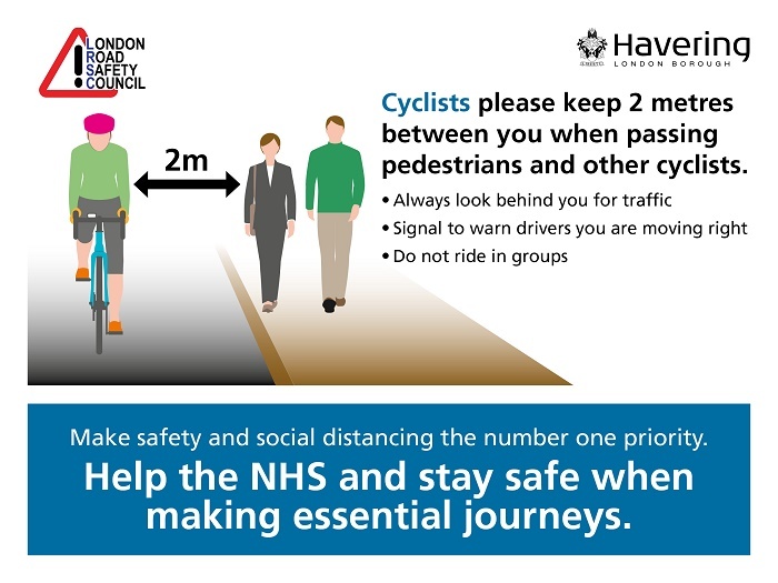 Cyclists distancing graphic