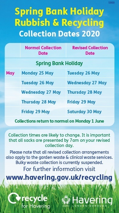 Rubbish collection info May BH 2020