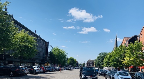 Market place car park in sunshine
