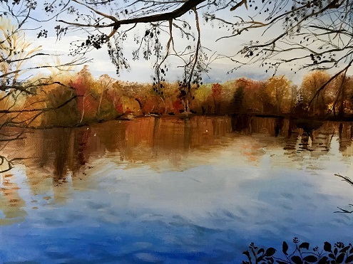 Poppy O'Brien painting of South Weald lake 2020