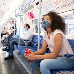 Wearing mask on train