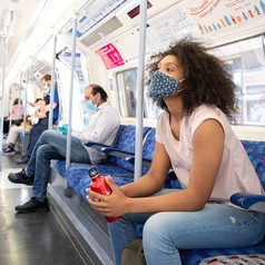 Wearing mask on train