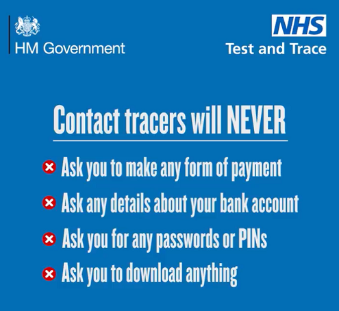 NHS Test and Trace fraud graphic June 2020