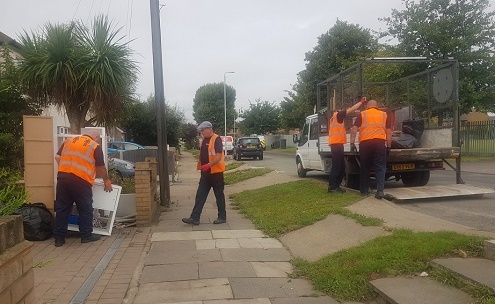 Brookway, Rainham flood clear up work 19 Aug 2020