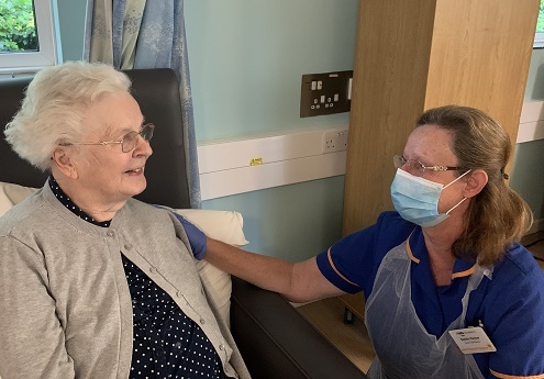 Hospice nurse with patient Sep 2020