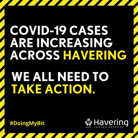 Havering  COVID warning sign