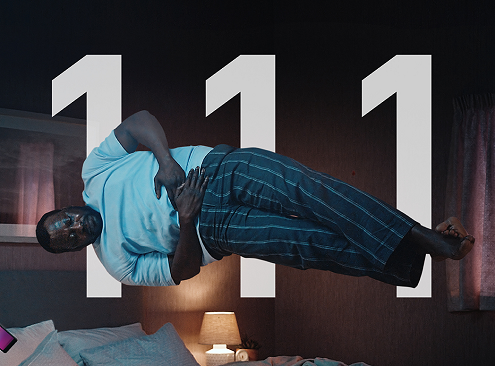 NHS 111 campaign Nov 2020 floating man image