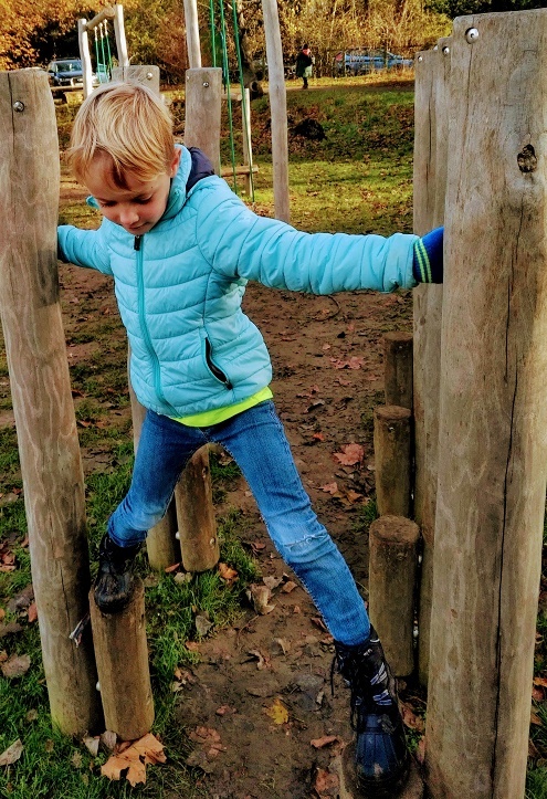 Child playing on equipment in Bedfords Park Nov 2020
