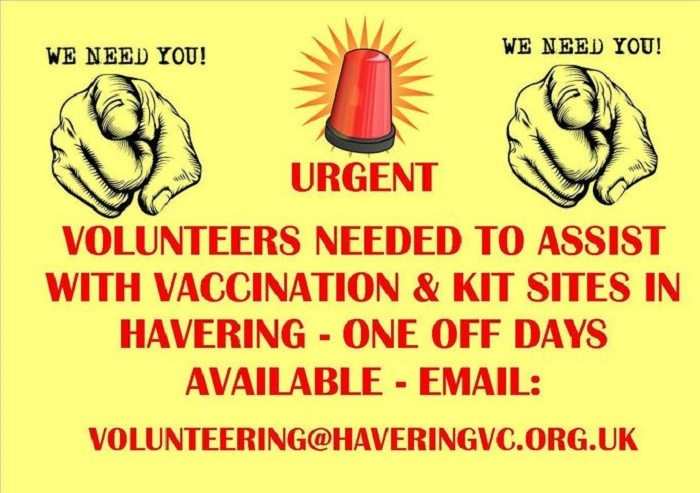 Vounteer vaccinators required Dec 2020