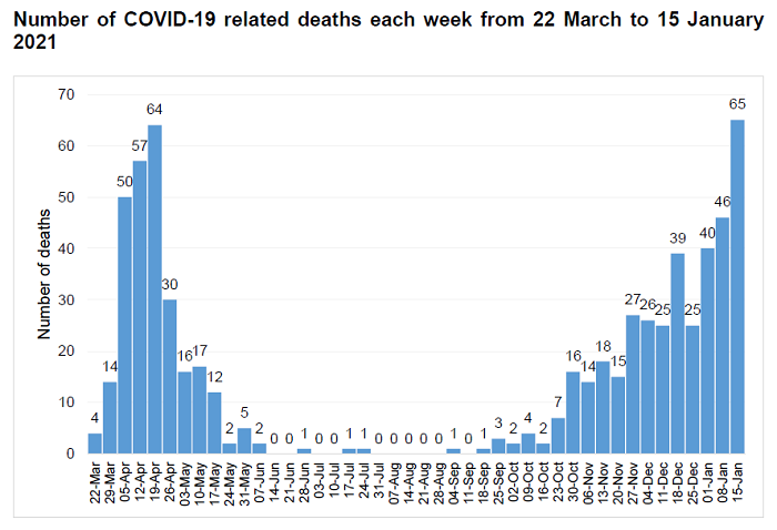 Deaths graph Jan 15 2021