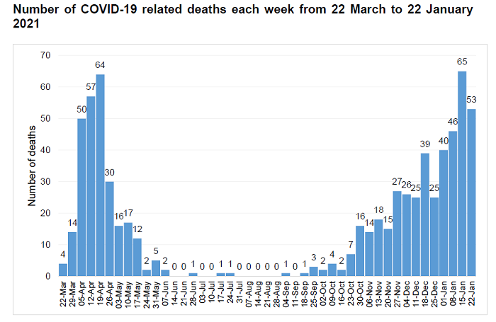 Covid deaths up to 22 Jan 2021