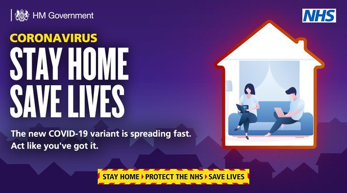 Stay at home blue banner