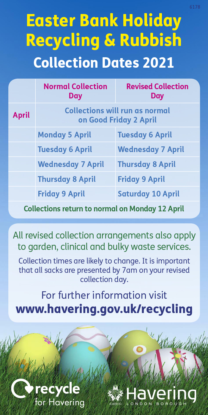 Easter holiday 2021 refuse collections graphic 