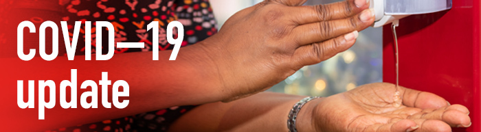 COVID 19 update banner - sanitiser