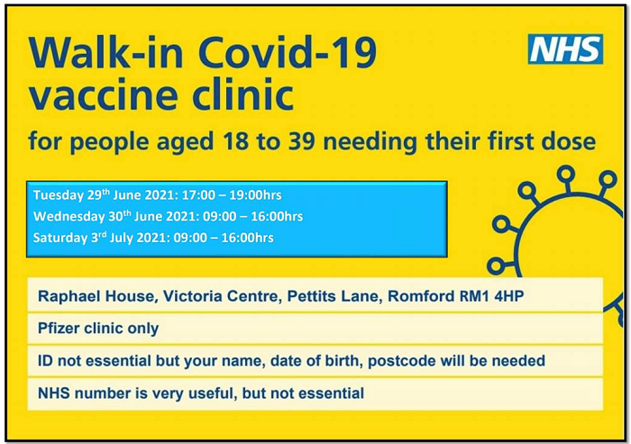 Walk in vaccinations June 29