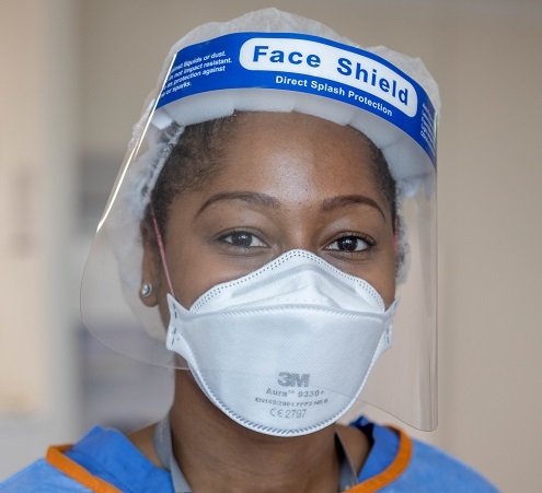 Nurse in face shield