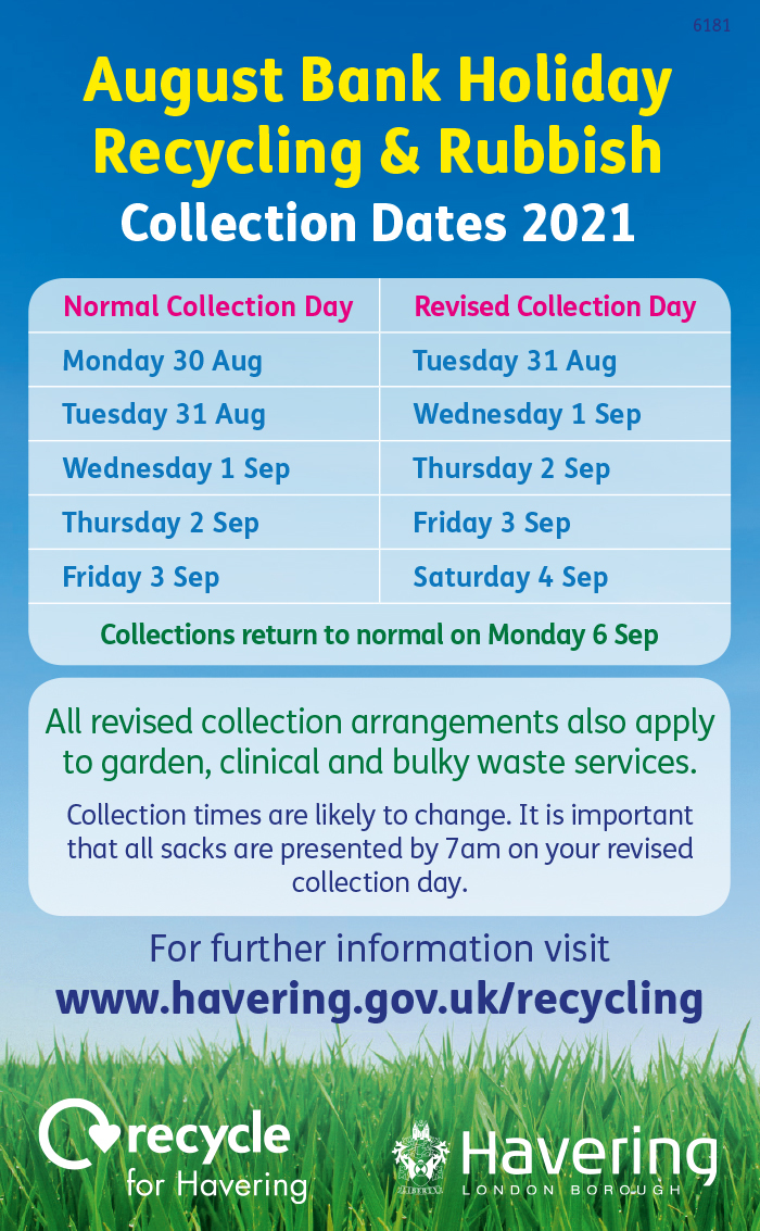 Improving Havering's town centres, an update on local road resurfacing, and news on Bank Holiday