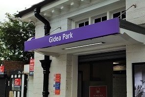 Gidea Park station entrance July 2021
